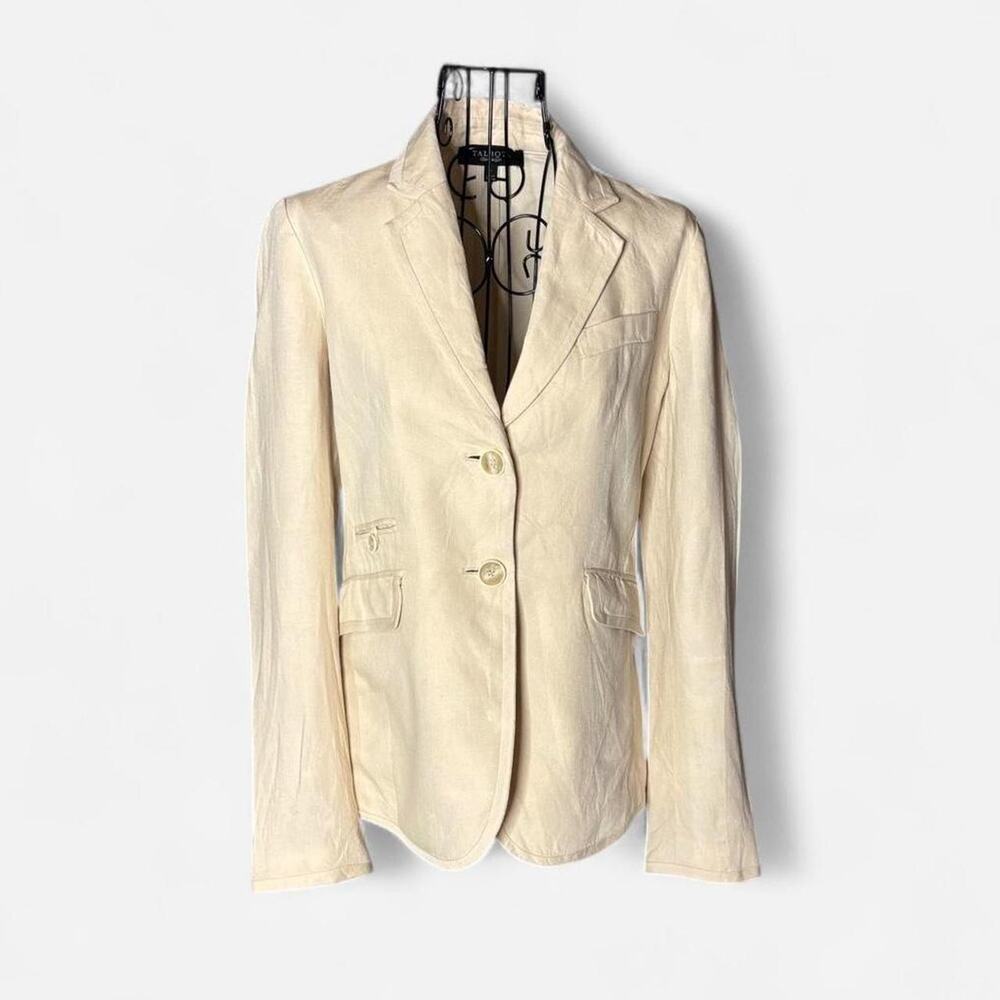 Talbots Womens Size 2 Linen Blend Blazer Beige Cream Neutral Quiet Luxury Office